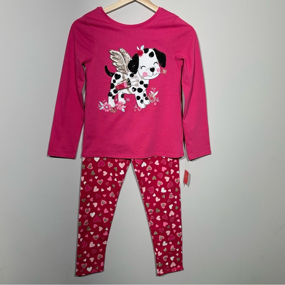 ISAAC MIZRAHI Girls Valentine's Day Sequins Hearts 2-Piece Set Size 11-12